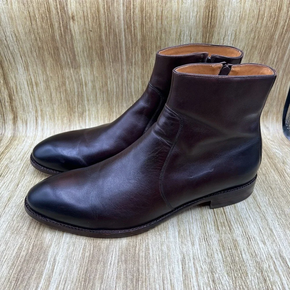 Beckett‎ Simonon Easton Boots Men's Size 14 Dark Brown Leather Side Zip Ankle